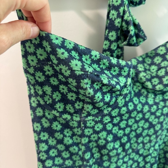 Anthropologie Hutch Blue Green Floral Halter Corset Midi Dress Small - Picture 3 of 10